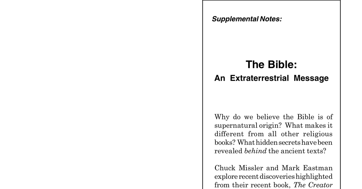Chuck Missler   An Extraterrestial Message (1996)